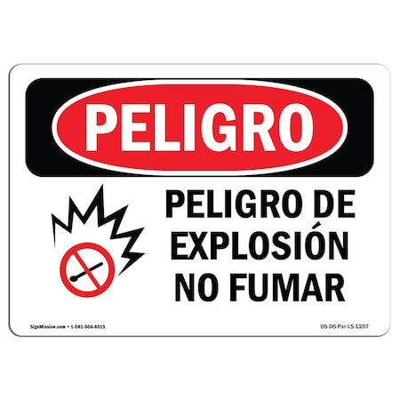 OSHA Danger, Explosion Hazard No Smoking Spanish, 24in X 18in Decal